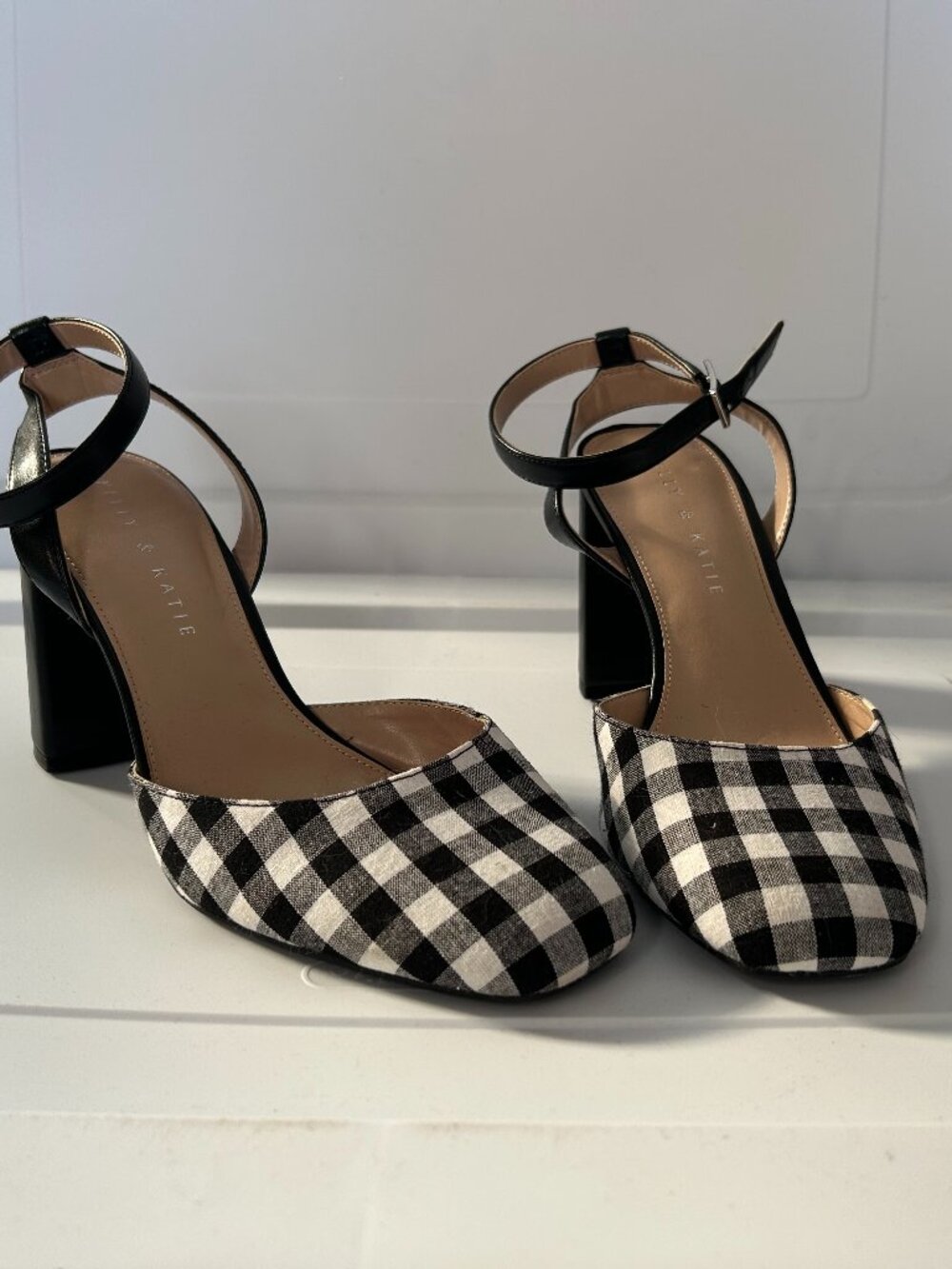 Kelly & Katie - Black and White Plaid Heels